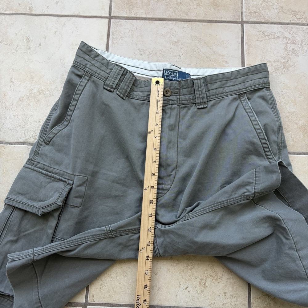 Polo Ralph Lauren Cargo Shorts Mens 33 Gray 10" Canvas Heavy Cotton Utility Y2K - Picture 7 of 8